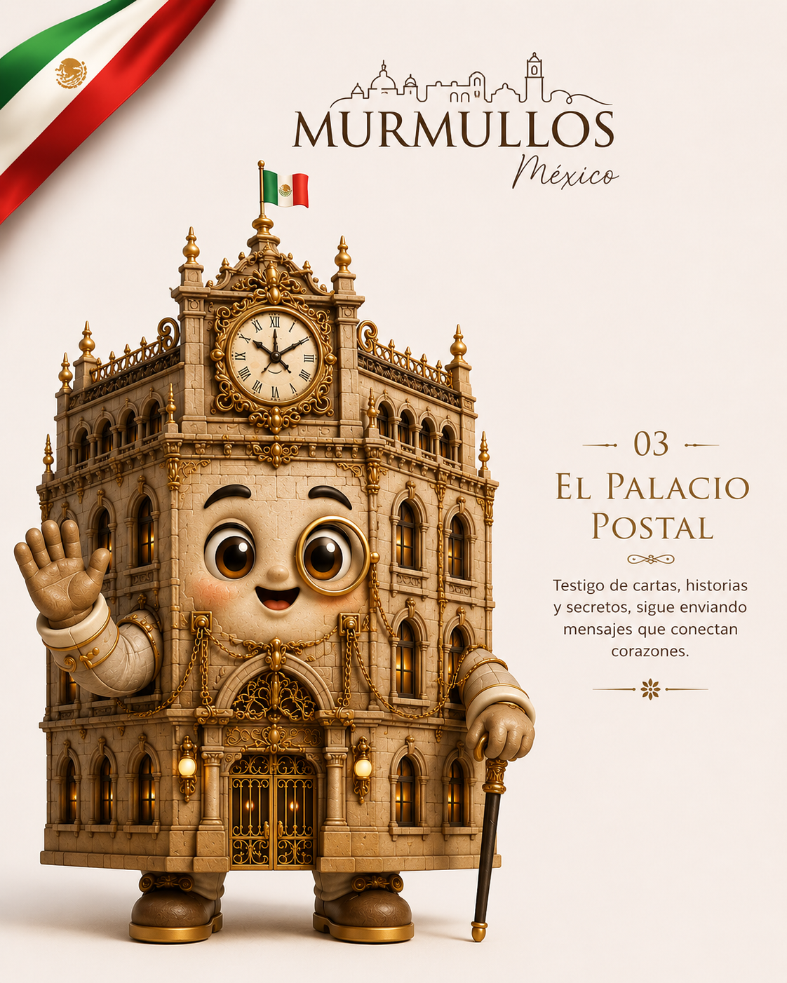 Personaje Murmullos: el Palacio Postal animado